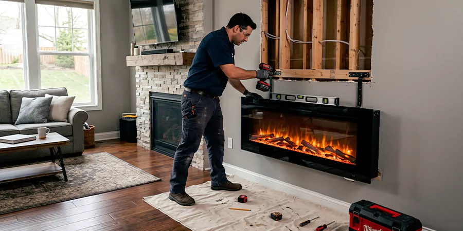 Fake Fireplace and Faux Insert Installation Pearland