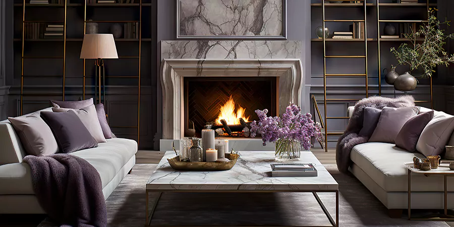 Modern Tile and Stone Fireplace Design Pearland